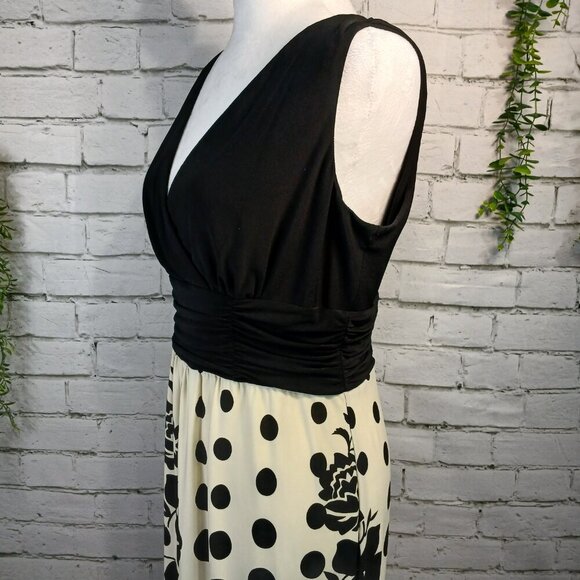 WOMENS JESSICA HOWARD AFTER 5 BLACK AND WHITE SLEEVELESS V-NECK DRESS, SIZE 10P - Picture 3 of 9